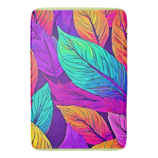 Vivid Leaf Muster Badematte (Vorderseite Vertikal)