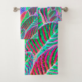 Vivid Leaf Muster Design Badhandtuch Set