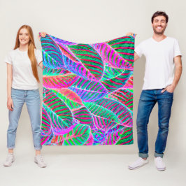 Vivid Leaf Muster Design Fleecedecke