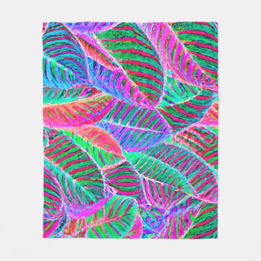 Vivid Leaf Muster Design Fleecedecke (Vorderseite)
