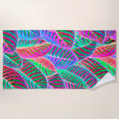 Vivid Leaf Muster Design Strandtuch (Vorderseite)
