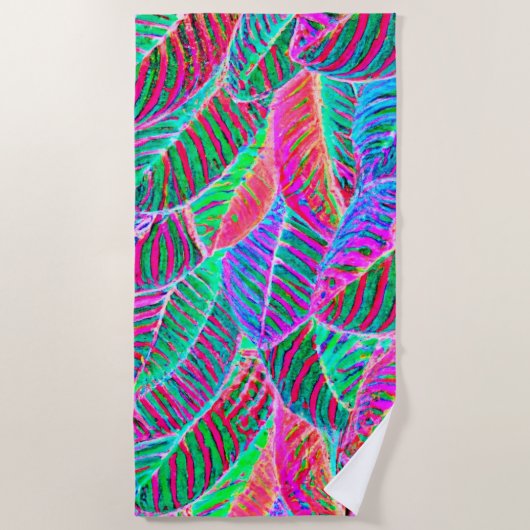 Vivid Leaf Muster Design Strandtuch (Vorderseite)