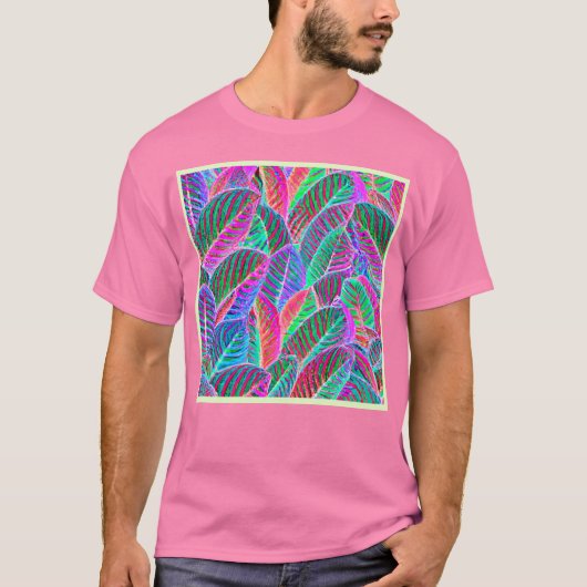 Vivid Leaf Muster Design T-Shirt (Vorderseite)