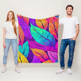 Vivid Leaf Muster Fleecedecke