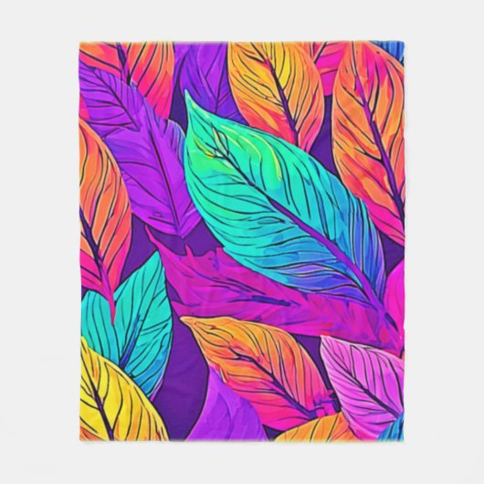 Vivid Leaf Muster Fleecedecke (Vorderseite)