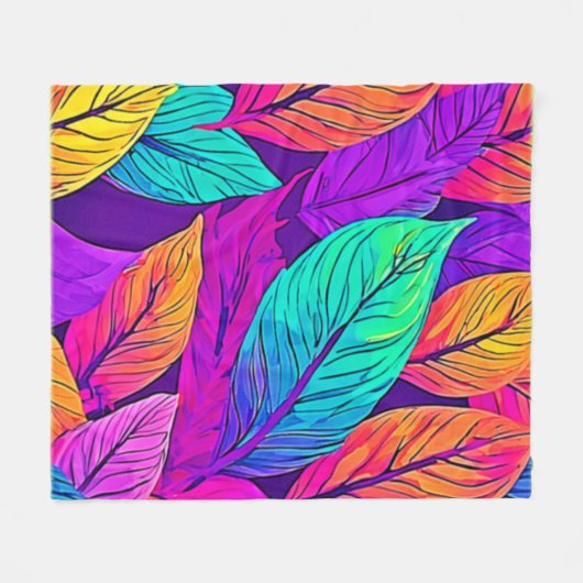 Vivid Leaf Muster Fleecedecke (Vorderseite (Horizontal))