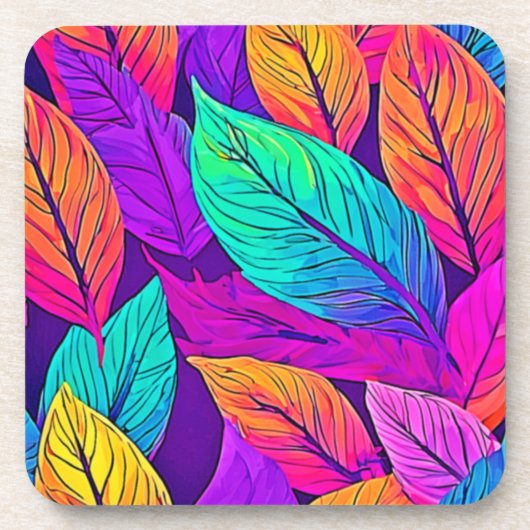Vivid Leaf Muster Getränkeuntersetzer (Vorderseite)