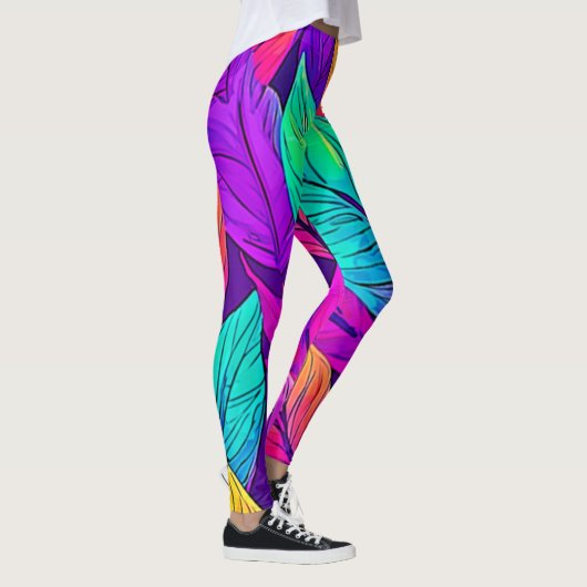 Vivid Leaf Muster Leggings (Rechts)