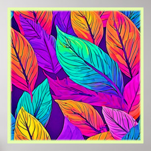 Vivid Leaf Muster Poster