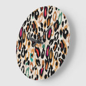 Vivid Leopard Animal Prints Große Wanduhr (Winkel)