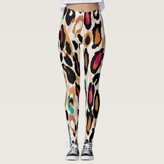 Vivid Leopard Animal Prints Leggings (Vorderseite)