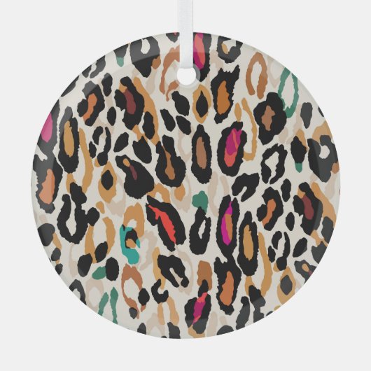 Vivid Leopard Animal Prints Ornament Aus Glas (Vorderseite)