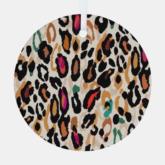 Vivid Leopard Animal Prints Ornament Aus Glas (Rückseite)
