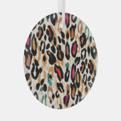 Vivid Leopard Animal Prints Ornament Aus Glas (Vorderseite Rechts)