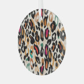 Vivid Leopard Animal Prints Ornament Aus Glas (Vorderseite links)