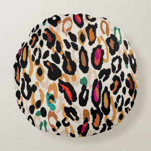 Vivid Leopard Animal Prints Rundes Kissen
