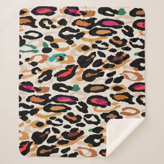 Vivid Leopard Animal Prints Sherpadecke (Vorderseite)