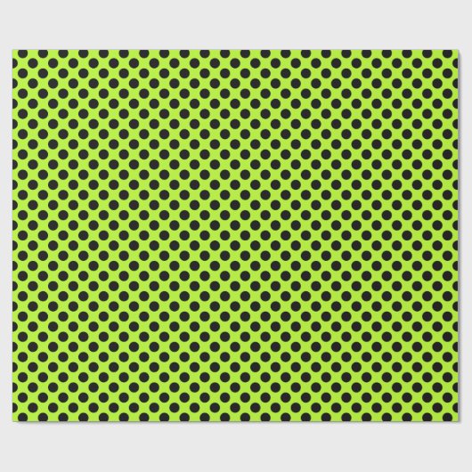 Vivid Limon & Black Polka Dot Pattern Geschenkpapier (Flach)
