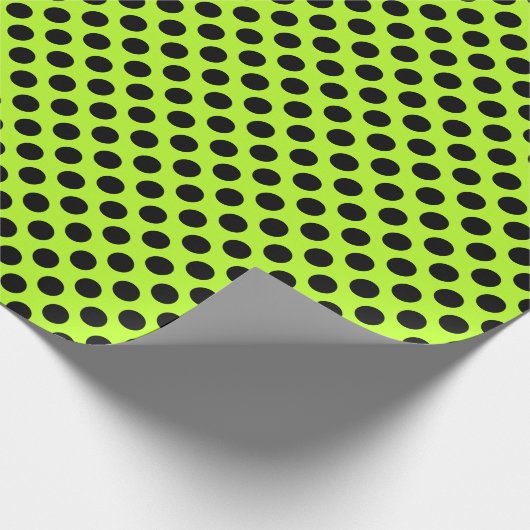 Vivid Limon & Black Polka Dot Pattern Geschenkpapier (Ecke)