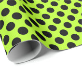 Vivid Limon & Black Polka Dot Pattern Geschenkpapier (Rolleneckpunkt)