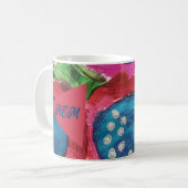 Vivid Magenta und Blue Abstrakt Coffee Tasse (Vorderseite Links)