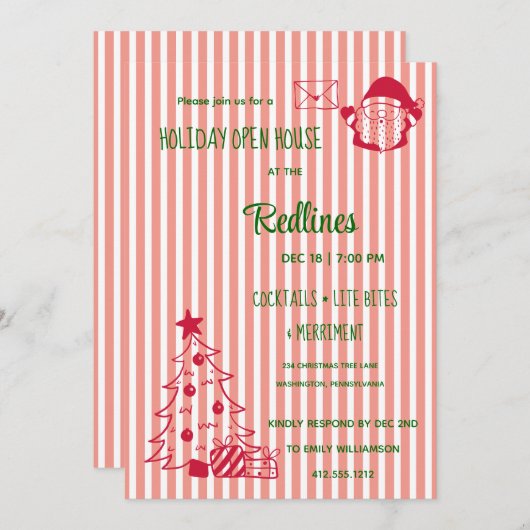 Vivid Mandarine entzogen Holiday Open House Einladung (Vorne/Hinten)