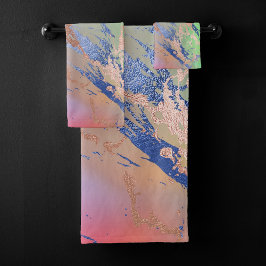 Vivid Marble | Farbige, fette Pastelle Wasserfarbe Badhandtuch Set