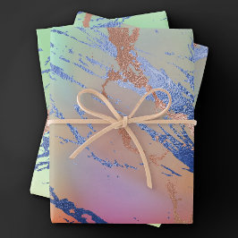 Vivid Marble | Farbige, fette Pastelle Wasserfarbe Geschenkpapier Set