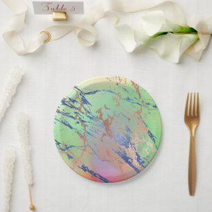 Vivid Marble Farbige, fette Pastelle Wasserfarbe Pappteller