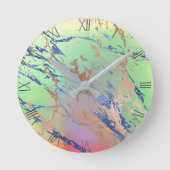 Vivid Marble | Farbige, fette Pastelle Wasserfarbe Runde Wanduhr (Vorderseite)