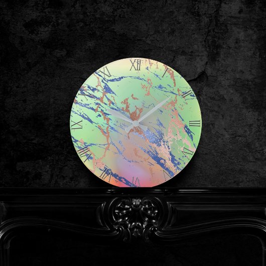 Vivid Marble | Farbige, fette Pastelle Wasserfarbe Runde Wanduhr