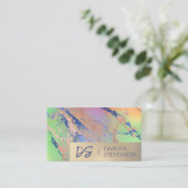 Vivid Marble | Farbige fette Wasserfarbenmonogramm Visitenkarte (Stehend Vorderseite)