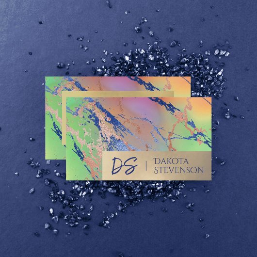 Vivid Marble | Farbige fette Wasserfarbenmonogramm Visitenkarte