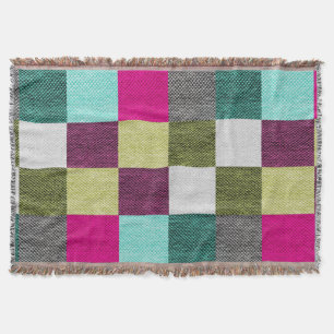 Vivid mehrfarbige Textured Wool Squares Decke