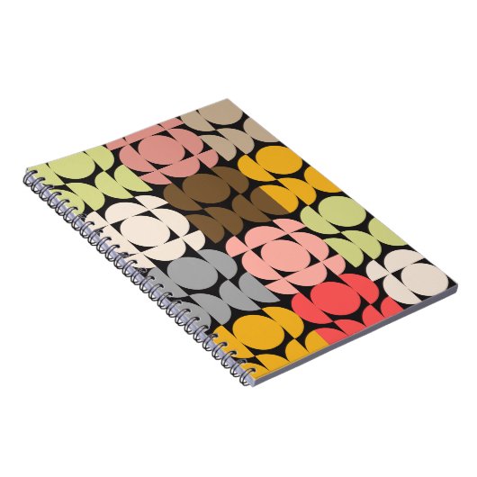 Vivid Mitte des Jahrhunderts Moderne Circles Noteb Notizblock (Rechte Seite)
