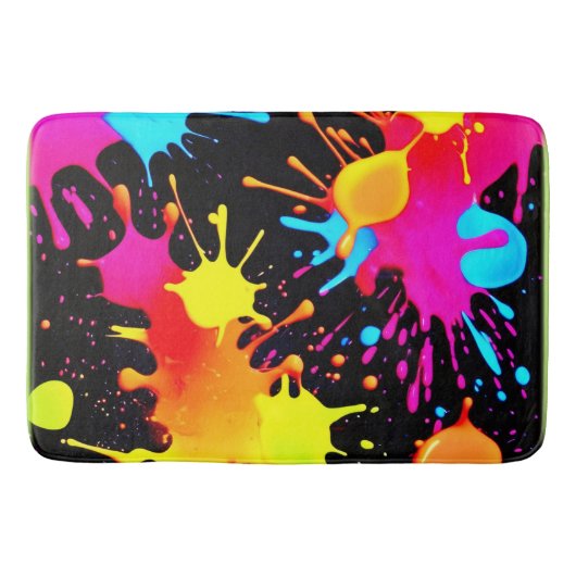 Vivid Neon Abstrakt Art in Motion Badematte (Vorderseite)