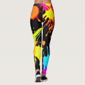 Vivid Neon Abstrakt Art in Motion Leggings (Rückseite)