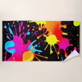 Vivid Neon Abstrakt Art in Motion Strandtuch (Vorderseite)