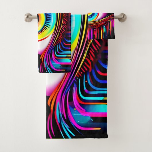 Vivid Neon Eye mit Melkfarben Badhandtuch Set (Insitu)