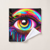 Vivid Neon Eye mit Melkfarben Badhandtuch Set (Waschlappen)