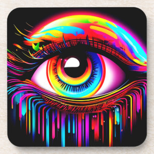 Vivid Neon Eye mit Melkfarben Getränkeuntersetzer
