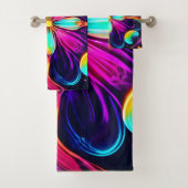 Vivid Neon Floral Mandala Art Badhandtuch Set (Insitu)