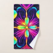 Vivid Neon Floral Mandala Art Badhandtuch Set (Handtuch)