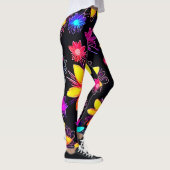 Vivid Neon Floral Pattern Leggings (Rechts)