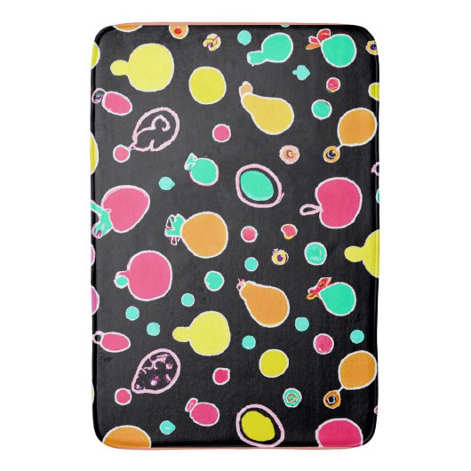 Vivid Neon Fruitful Pattern Badematte (Vorderseite Vertikal)