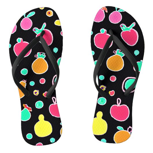 Vivid Neon Fruitful Pattern Badesandalen (Fußbett)