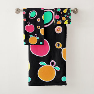 Vivid Neon Fruitful Pattern Badhandtuch Set