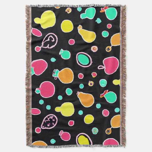 Vivid Neon Fruitful Pattern Decke (Vorderseite Vertikal)