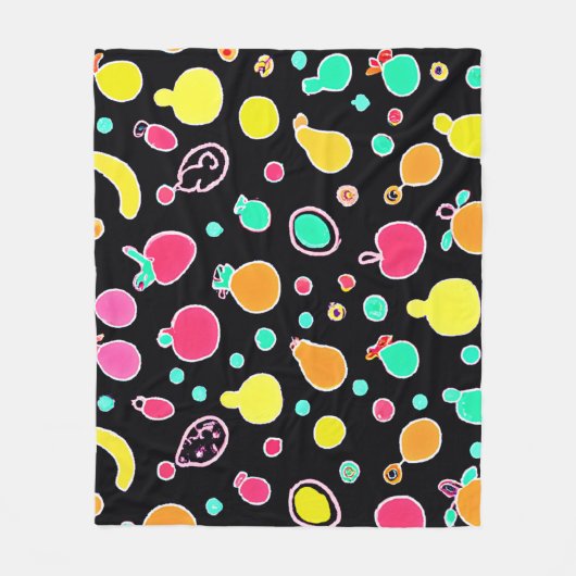 Vivid Neon Fruitful Pattern Fleecedecke (Vorderseite)