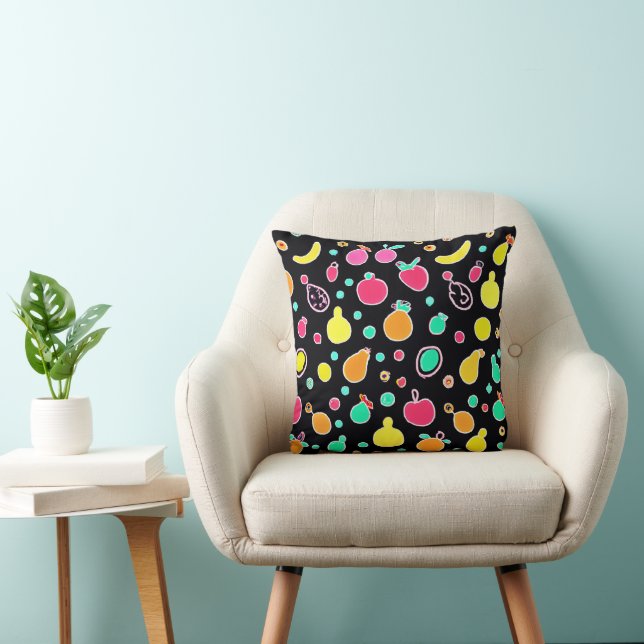 Vivid Neon Fruitful Pattern Kissen (Stuhl )